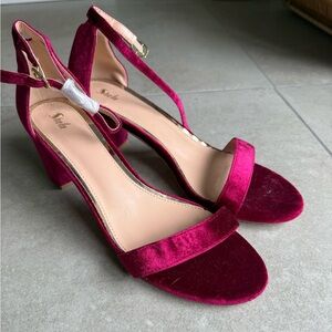Women's Velvet Heels - Red
